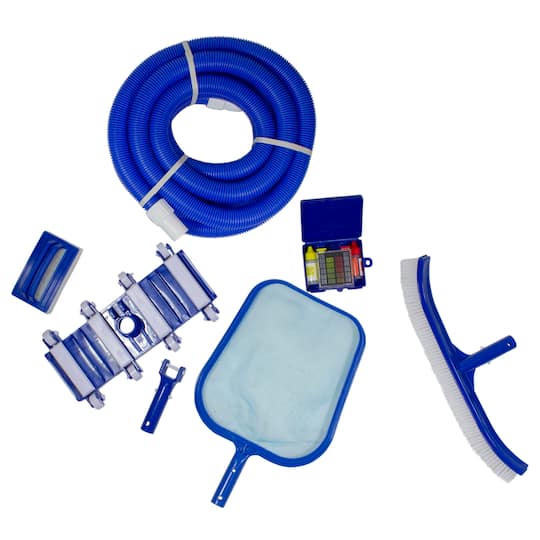 34219240 30 ft. x 2 in. Blue Assorted Pool Maintenance Cleaning Kit - 7 Piece